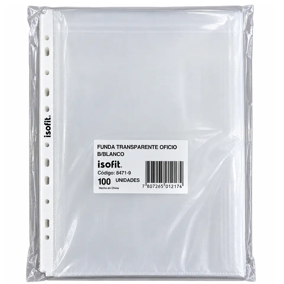 Funda Transparente Oficio Isofit 100 Unidades Borde Blanco 1