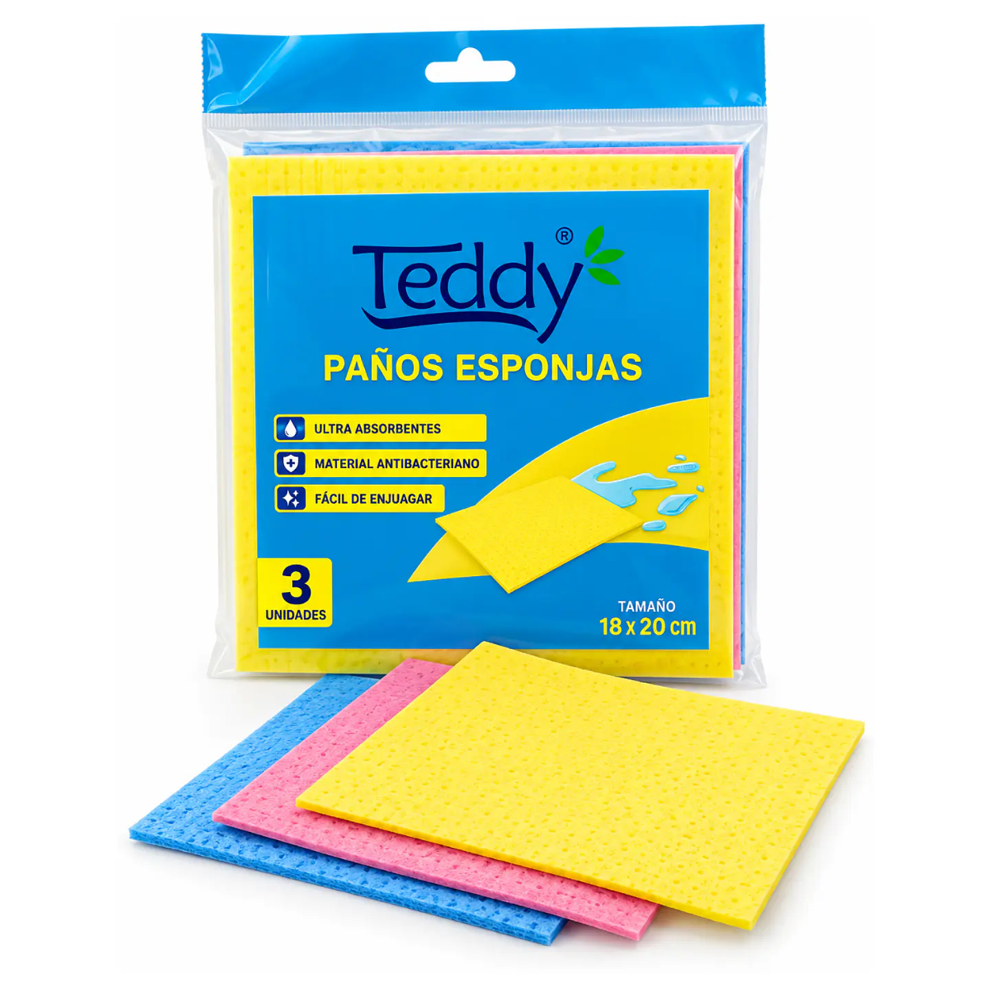 Paño Esponja Ultra Absorbente 3 Unidades - Teddy 1
