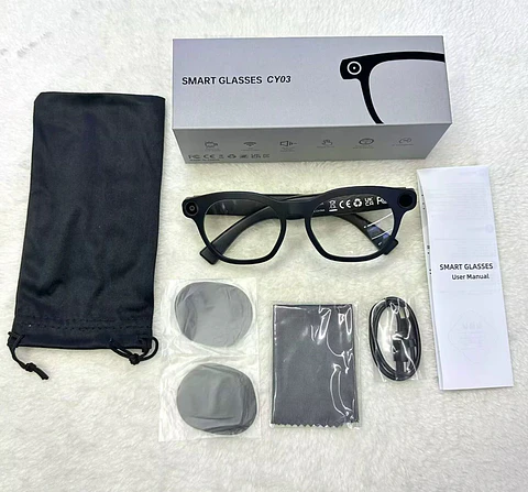 Lentes y gafas inteligentes con IA. Cámara 8MP Wifi. Traducción en Vivo. Soporte Tiktok