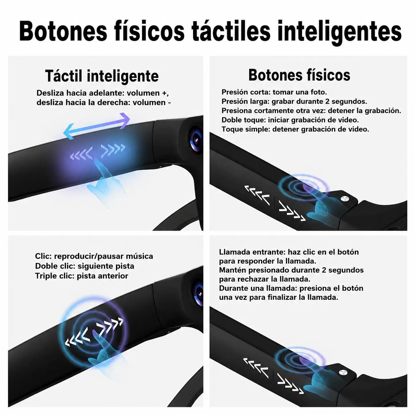 Lentes y gafas inteligentes con IA. Cámara 8MP Wifi. Traducción en Vivo. Soporte Tiktok 4