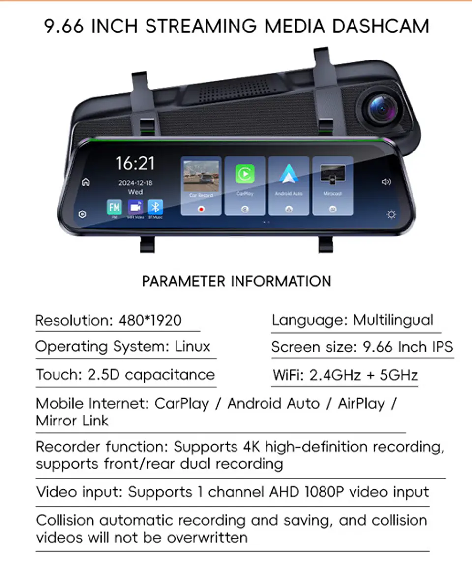 Espejo Carplay 9,66