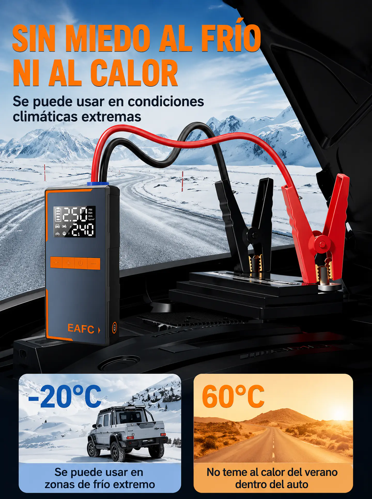 Arrancador De Batería con Compresor/linterna/powerbank. Incluye Bolso 4