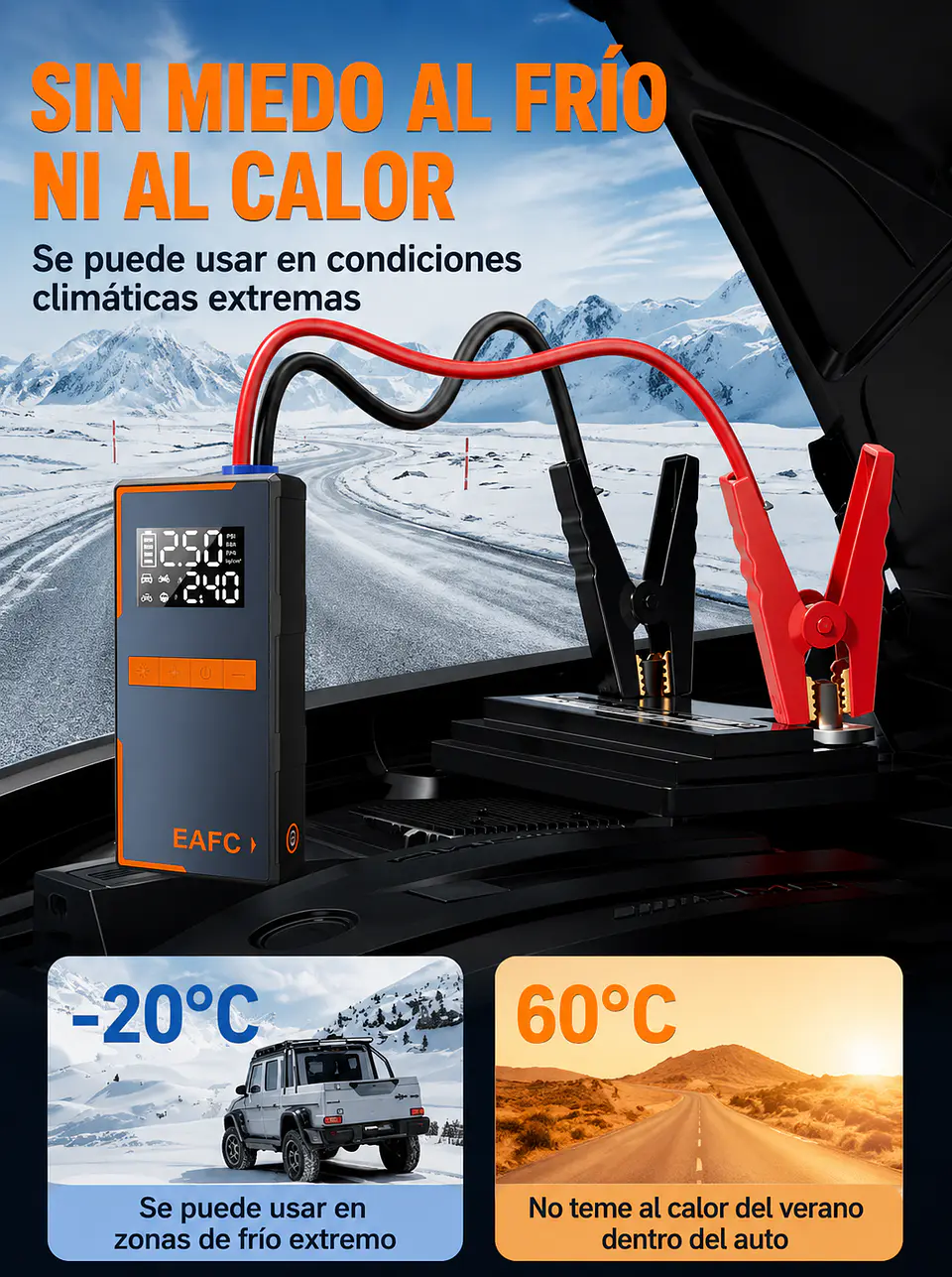 Arrancador De Batería con Compresor/linterna/powerbank. Incluye Bolso 4