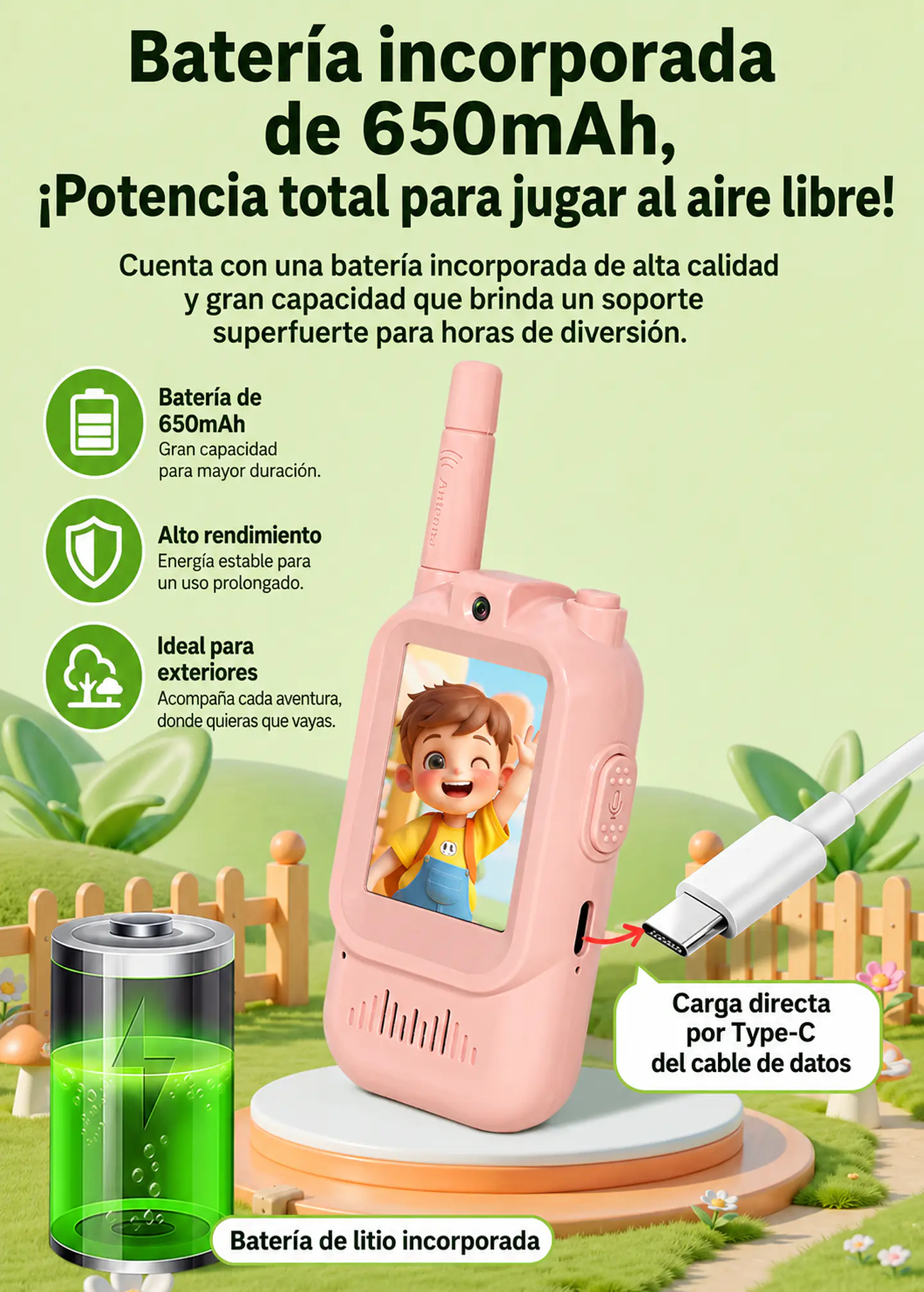 Walkie Talkie para niños con cámara Pack Rosa/Celeste 5
