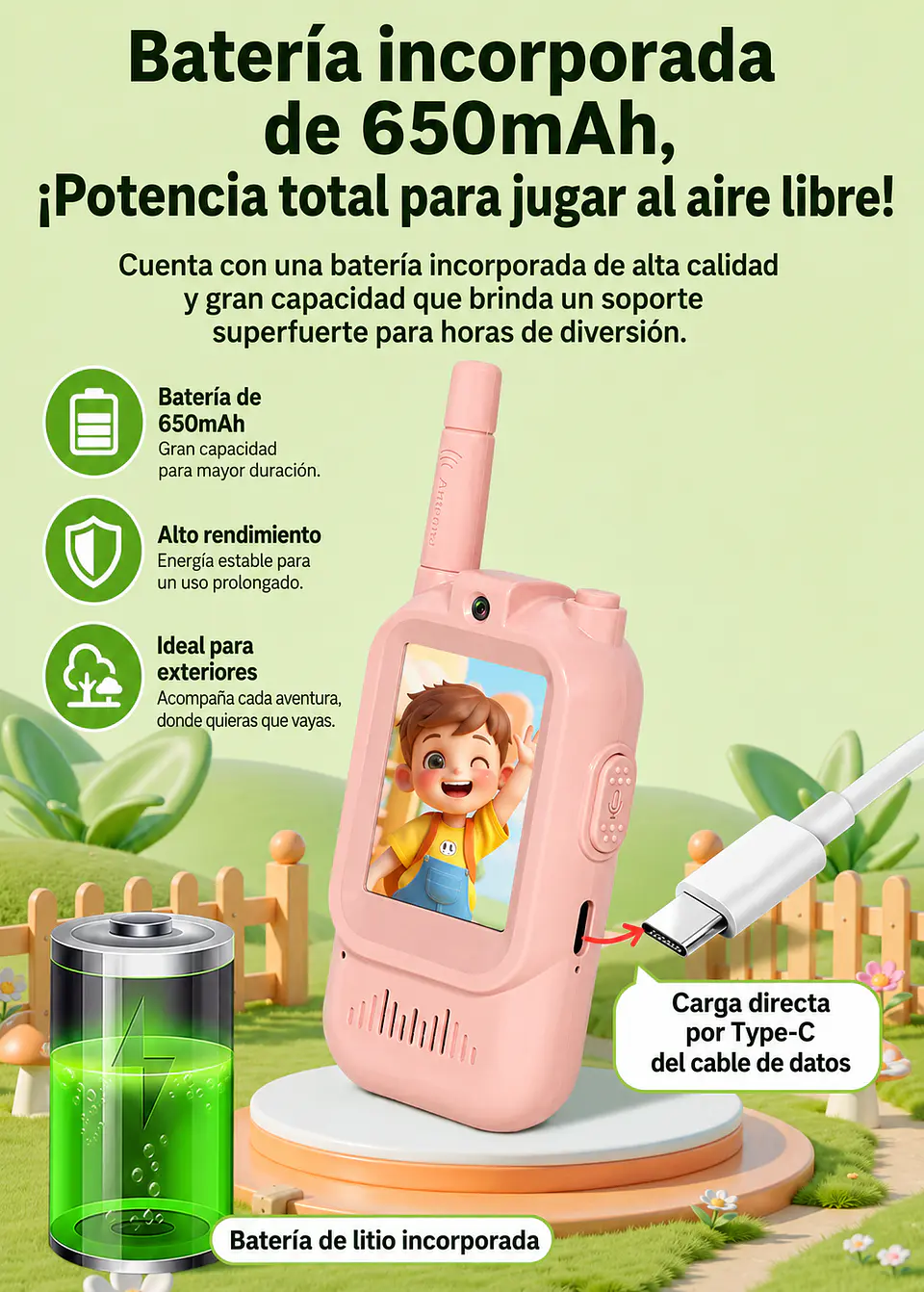 Walkie Talkie para niños con cámara Pack Rosa/Celeste 5