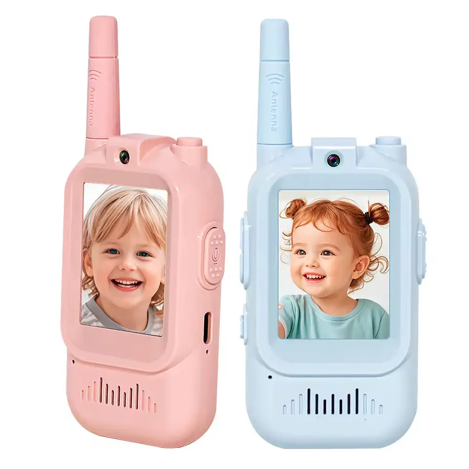 Walkie Talkie para niños con cámara Pack Rosa/Celeste 9