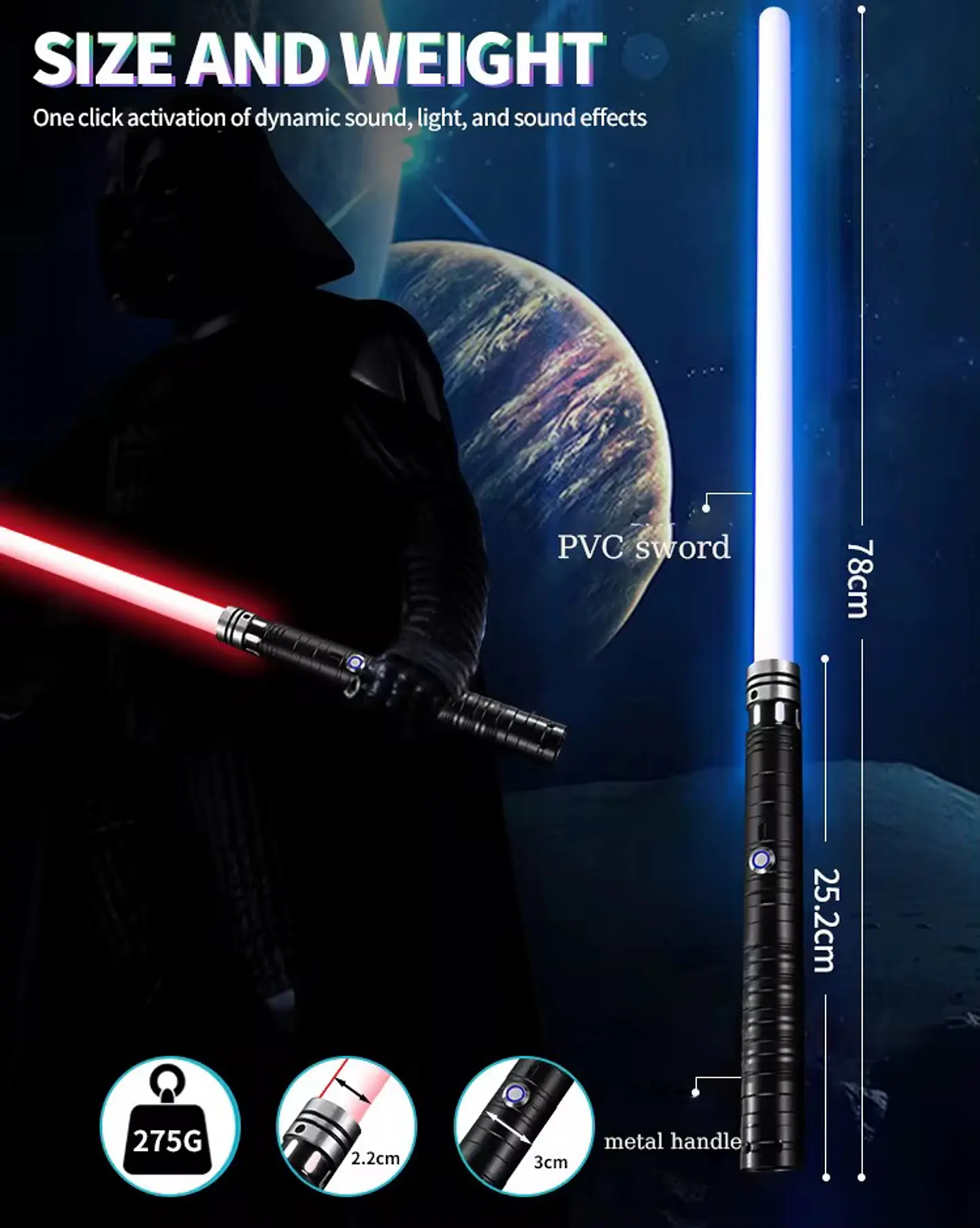 Sable de luz Led con sonido, estilo Star Wars 3