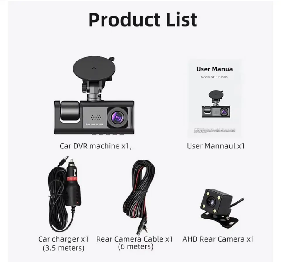 Cámara Dashcam Triple Cámara. Incluye cámara de retroceso 4