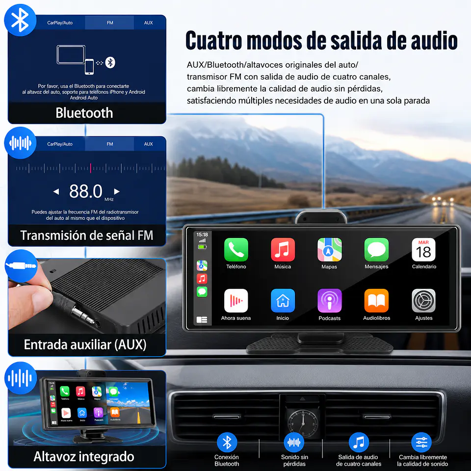 Pantalla Carplay&Android Auto 10,26