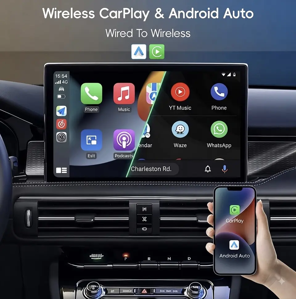 Adaptador inalámbrico Carplay&Android Auto con cámara de vigilancia para niños 2