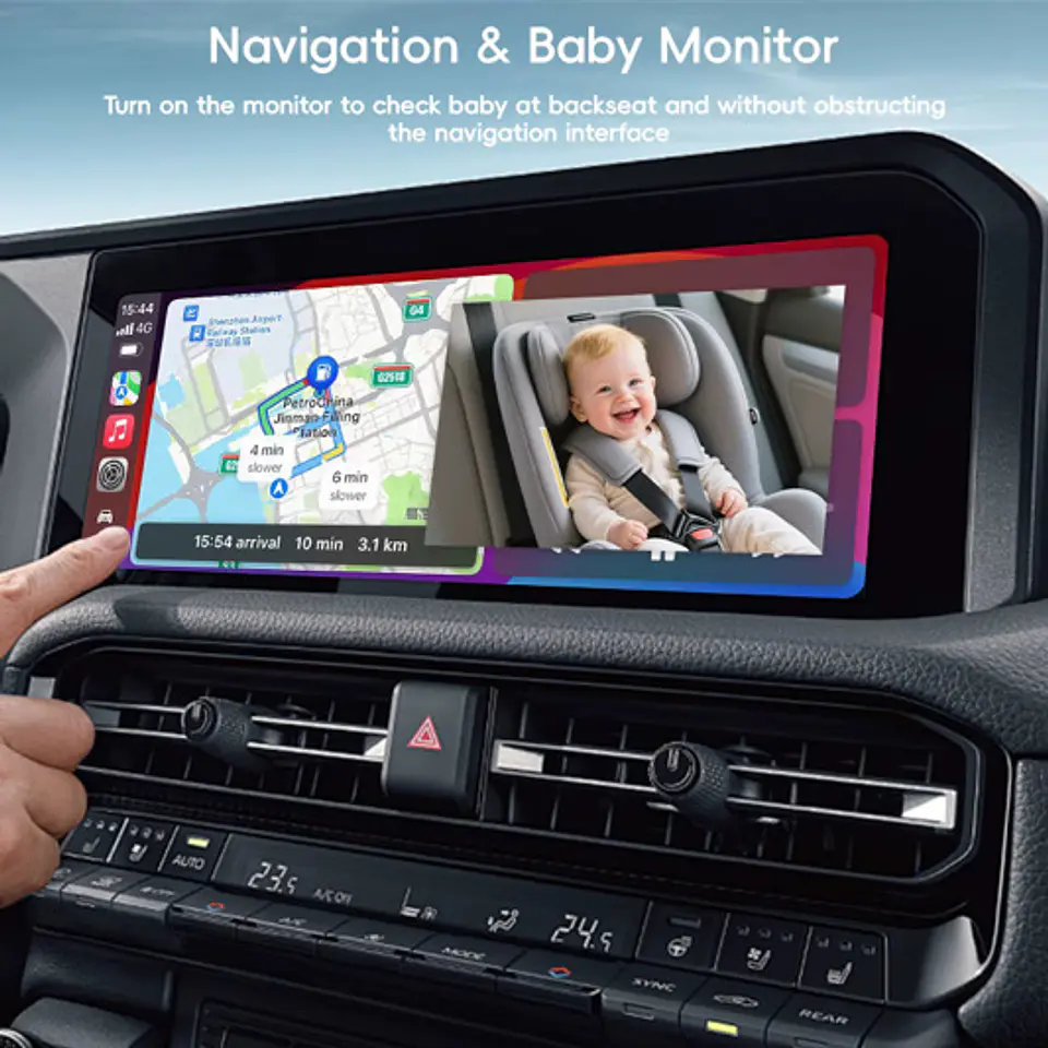 Adaptador inalámbrico Carplay&Android Auto con cámara de vigilancia para niños 3