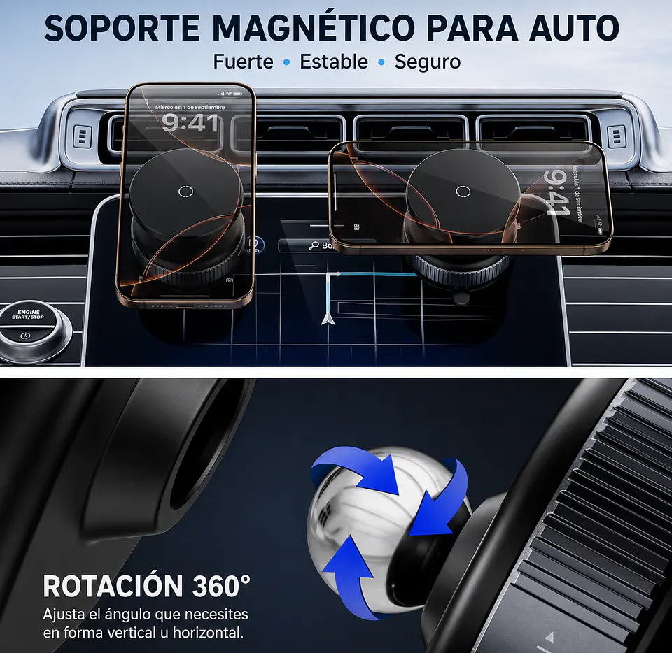 Soporte magnético para celular con ventosa 360° universal  3