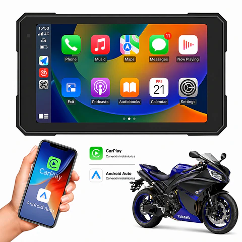 Pantalla Carplay&Android Auto para Moto 5". Ipx7