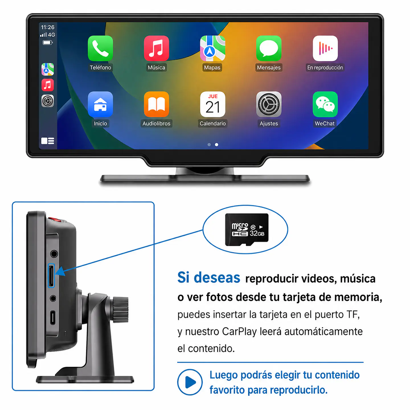 Pantalla Carplay & Android Auto 10,26