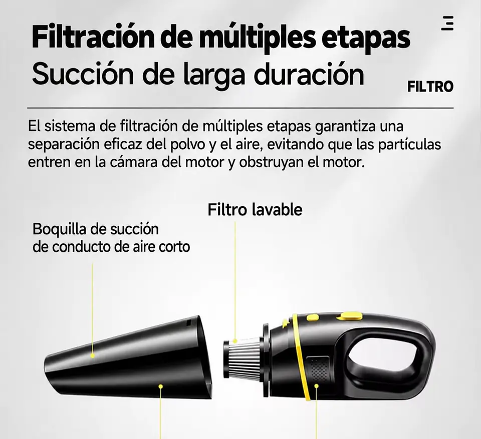 Aspiradora Inalámbrica Auto Hogar 18000Pa 120W 20000RPM. Incluye Bolso 4