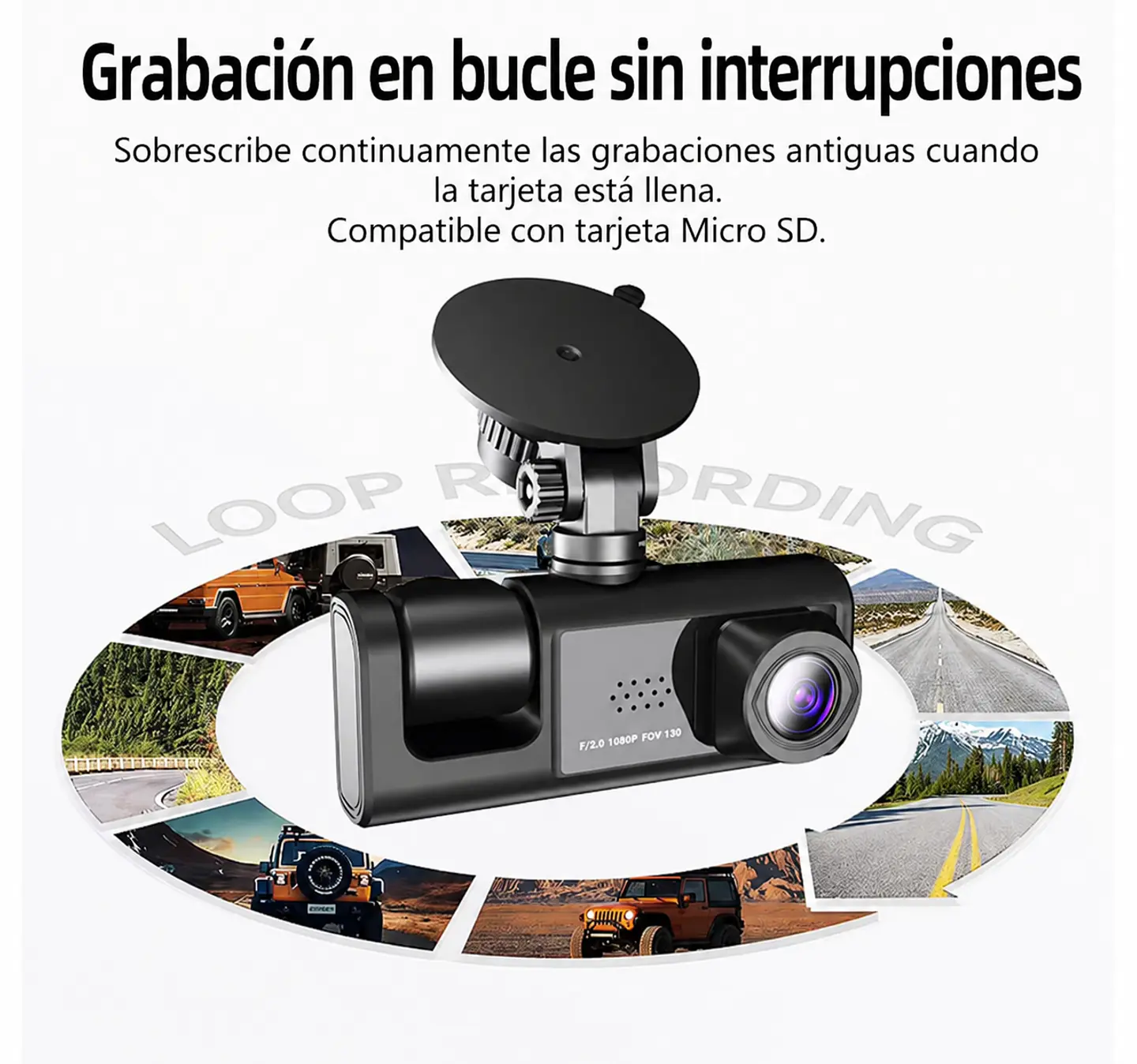 Cámara DVR 3 Canales 1080P WiFi para Auto + Cámara Trasera 4