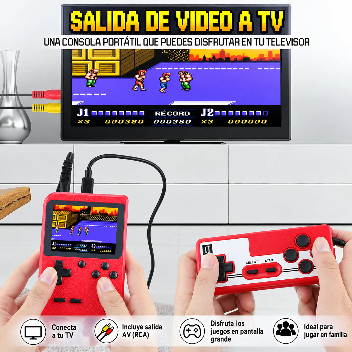 Consola Retro Portátil 500 Juegos con Pantalla a Color y Salida a TV + Joystick 7