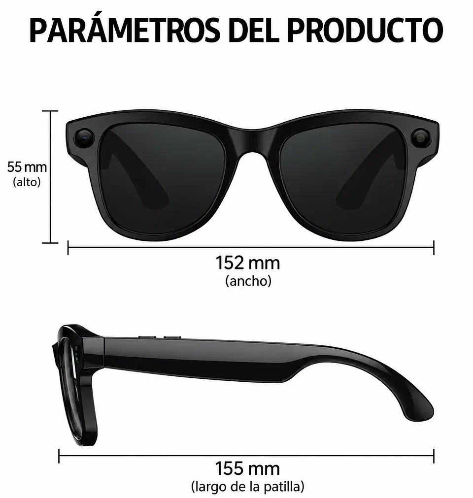 Gafas Inteligentes M02X Pro Max 13MP IA/Wifi/Cámara + Estuche de carga 3