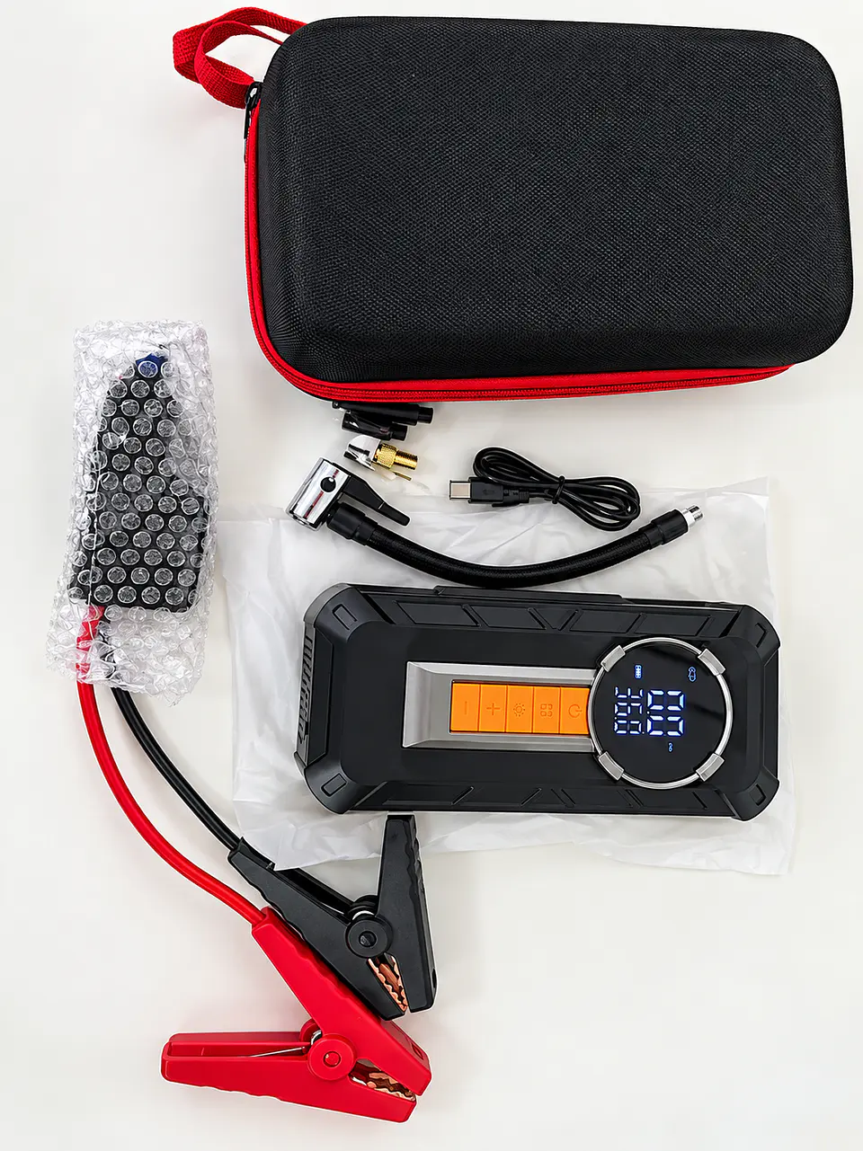 Arrancador Batería/ Compresor/linterna/Powerbank. Incluye Bolso 2