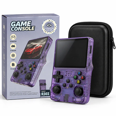 Consola Retro R36S Portátil 64GB Versión con ArkOS Pantalla 3.5 + Bolso