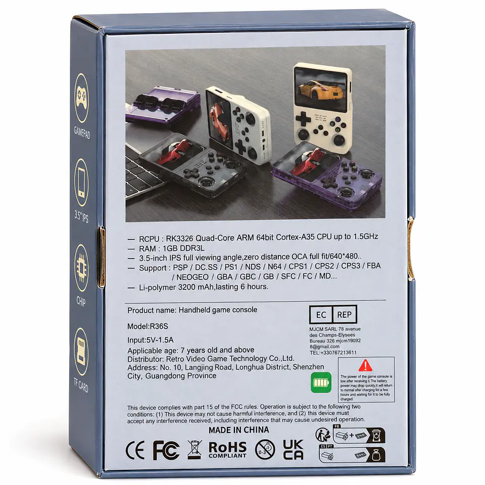 Consola Retro R36S Portátil 64GB Versión con ArkOS Pantalla 3.5 + Bolso 4
