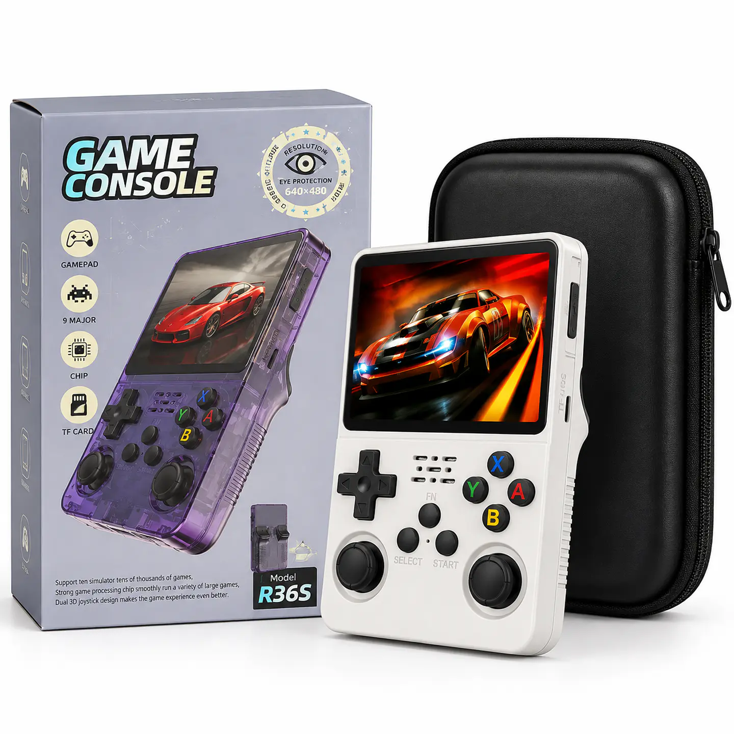 Consola Retro R36S Portátil 64GB Versión con ArkOS Pantalla 3.5 + Bolso 8