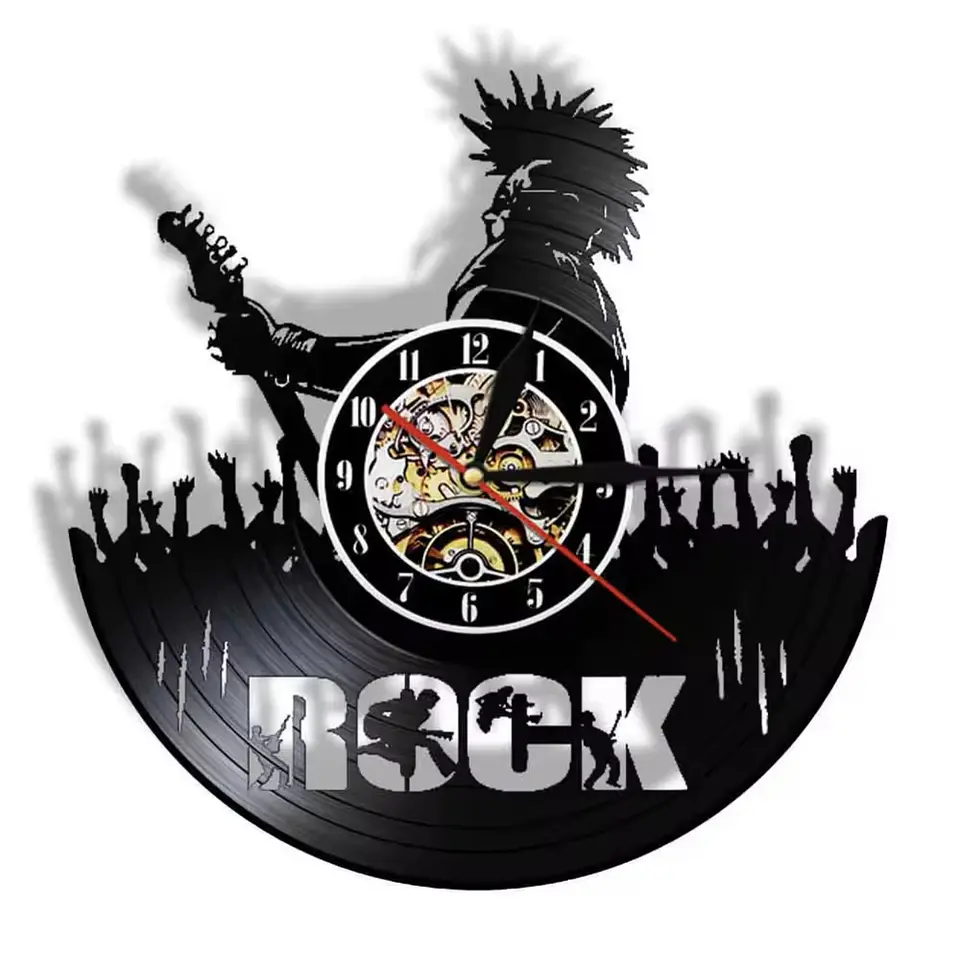 Reloj de Pared LED Rock Vinilo 30 cm – Decoración Musical 6