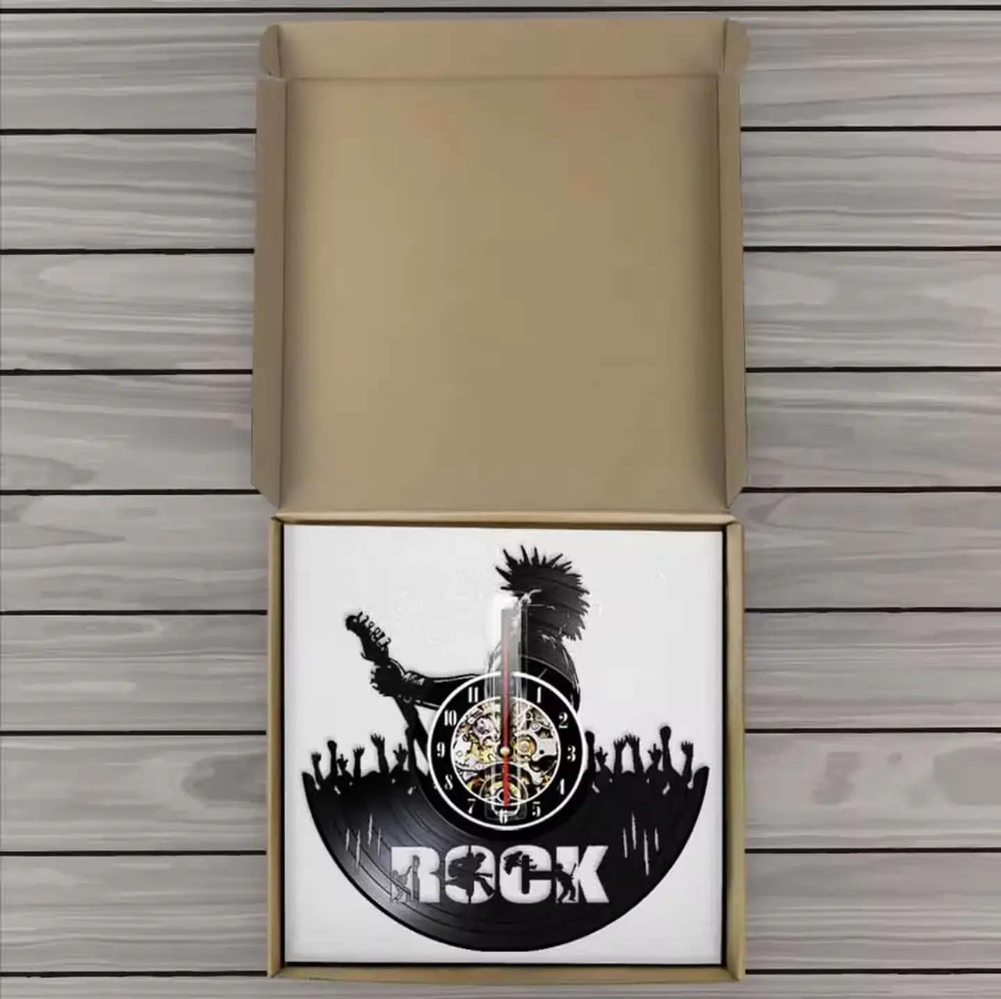Reloj de Pared LED Rock Vinilo 30 cm – Decoración Musical 1