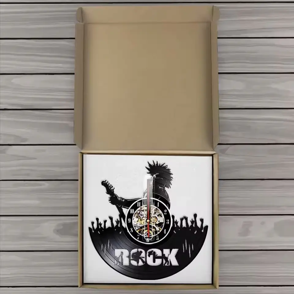 Reloj de Pared LED Rock Vinilo 30 cm – Decoración Musical 1