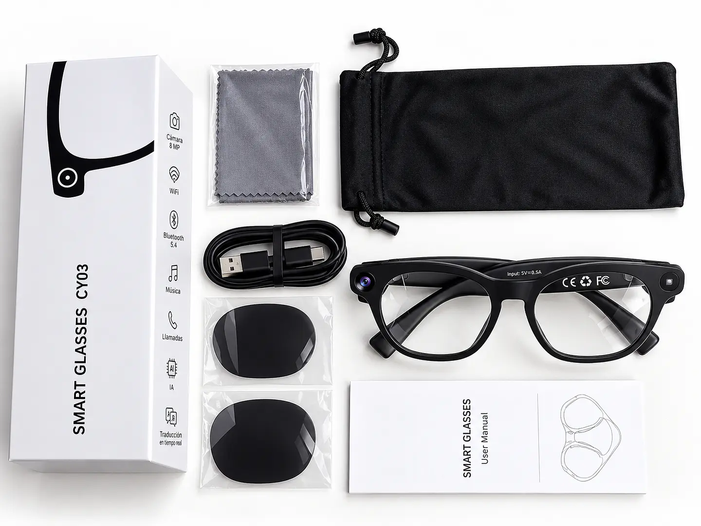 Lentes y gafas inteligentes con cámara 8MP. Fotos y videos 10