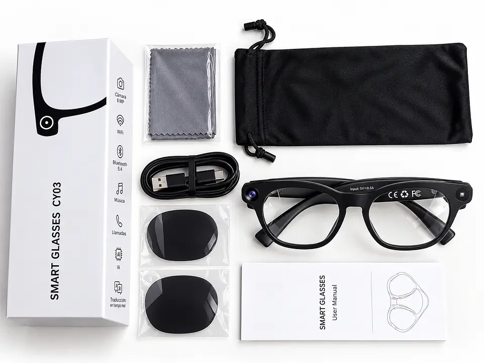Lentes y gafas inteligentes con cámara 8MP. Fotos y videos 10