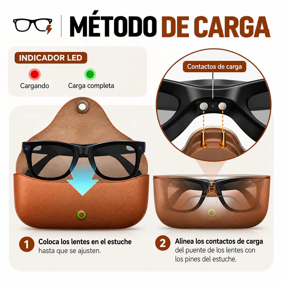 Lentes Inteligentes MT5 Ultra con IA, Cámara 8MP, Traductor y Estuche de Carga 2.000 mAh 8