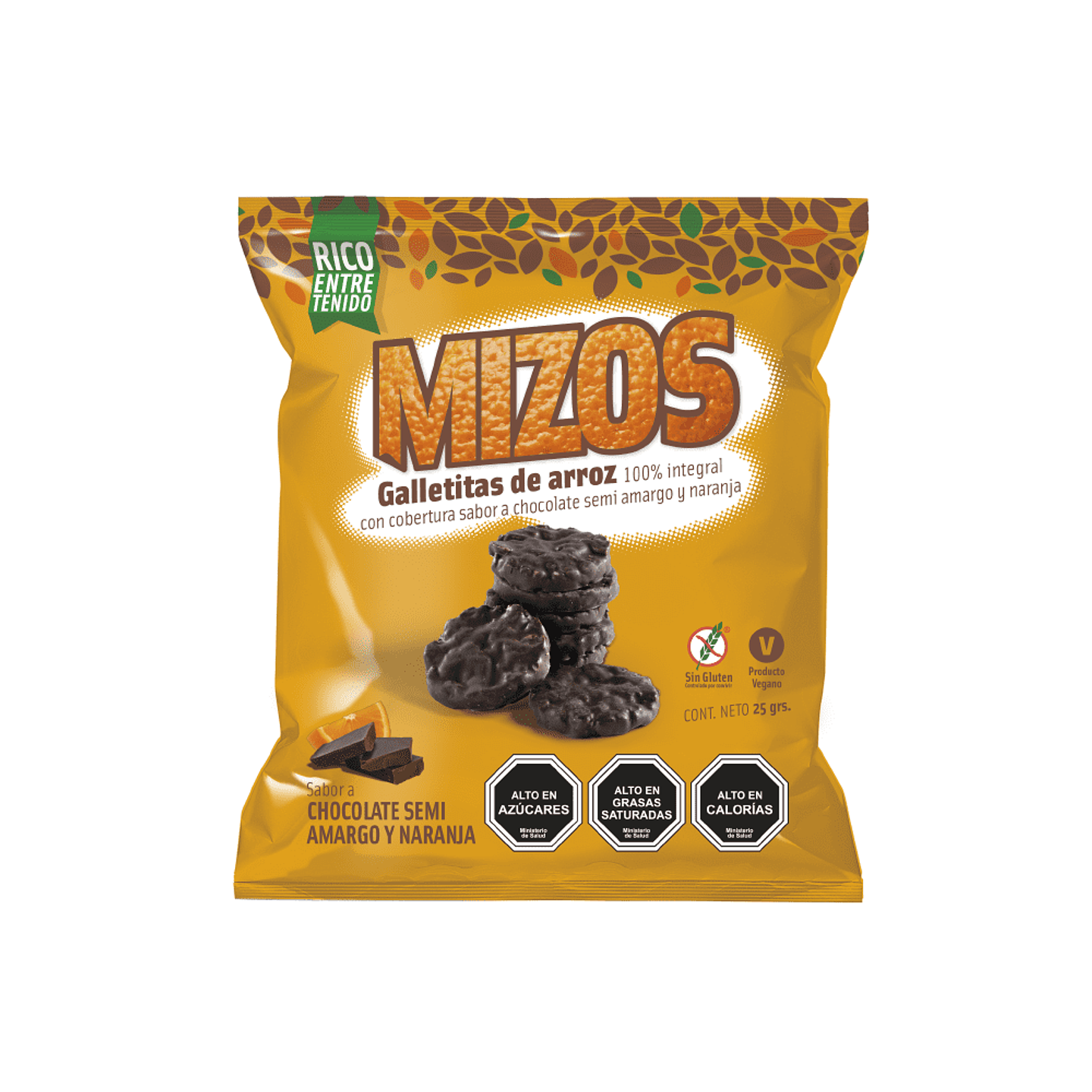 Galletas de Arroz Chocolate Naranja 25g Mizos  1