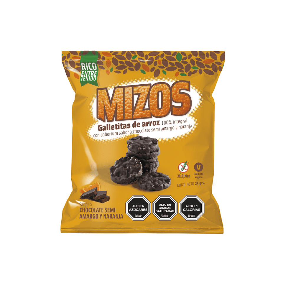 Galletas de Arroz Chocolate Naranja 25g Mizos  1