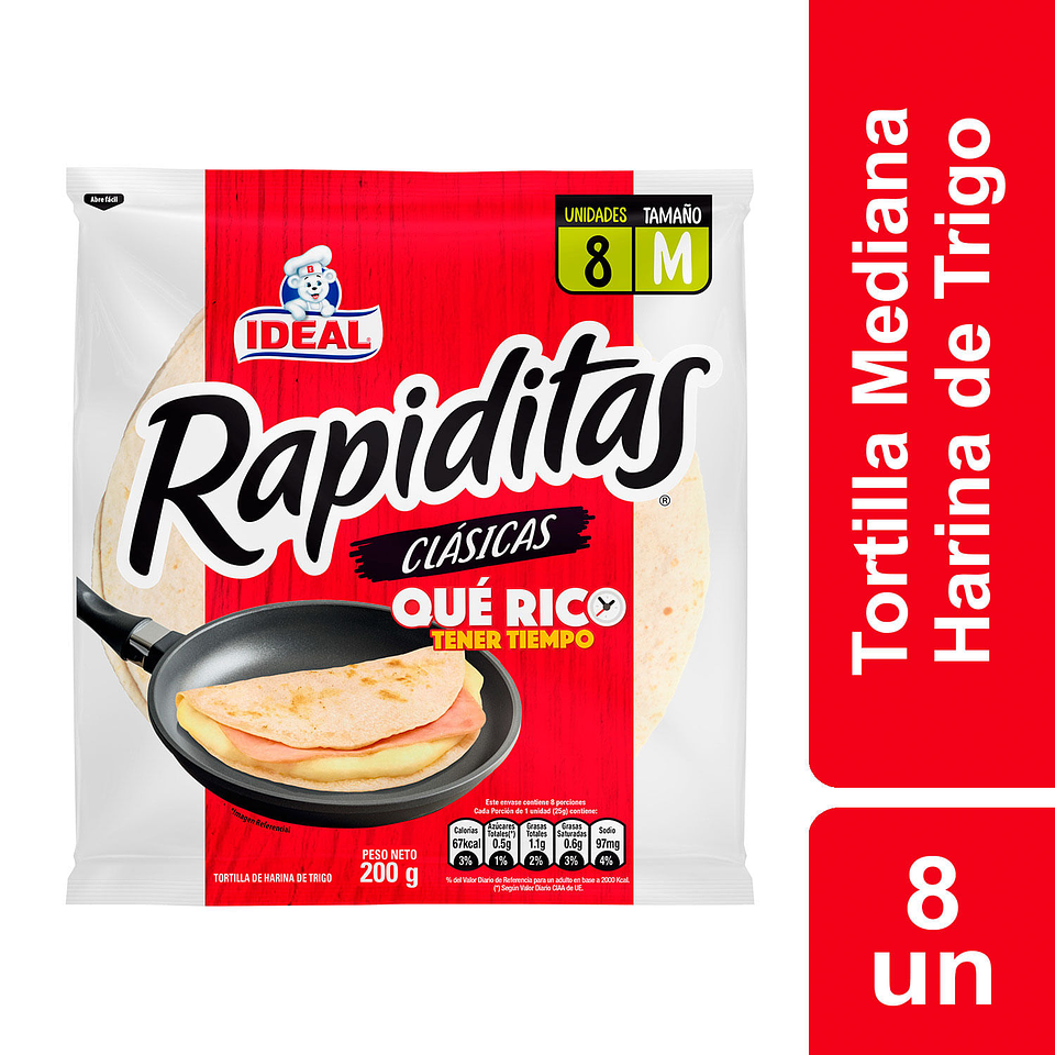 Tortillas Clásicas Rapiditas Talla M - 8 Unidades 1