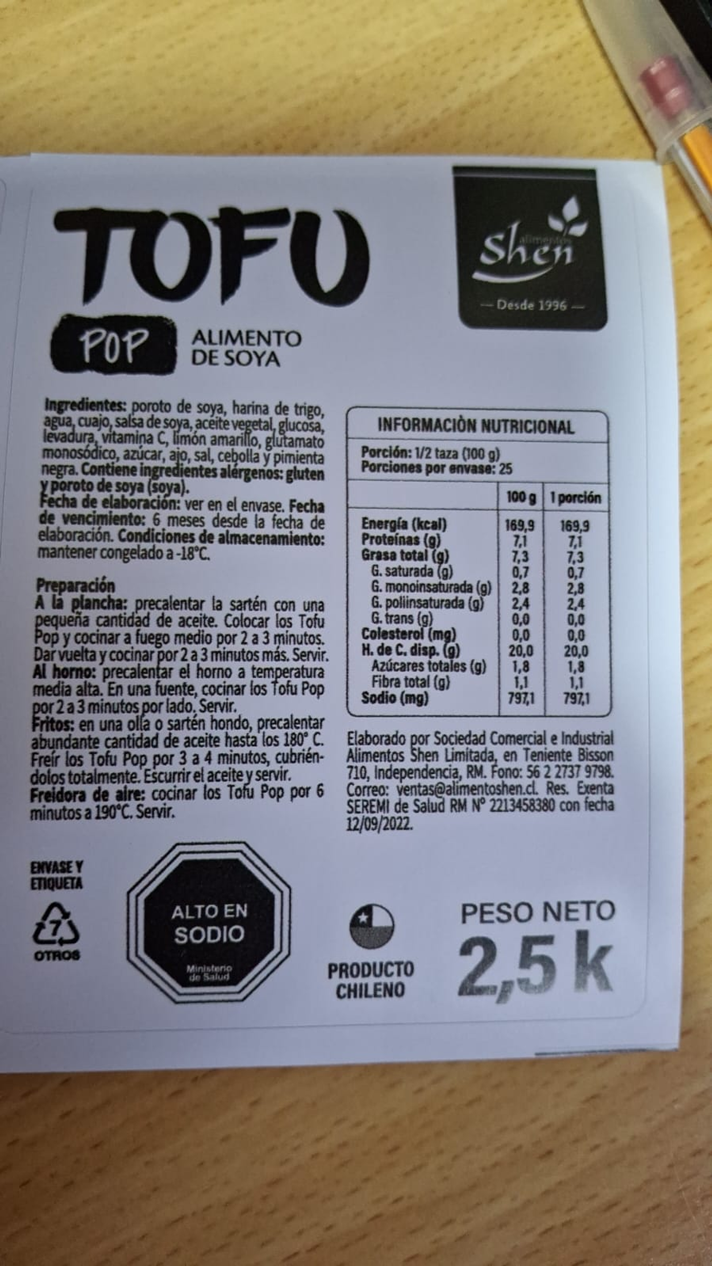 TOFU POP 2.5KG - SHEN 2