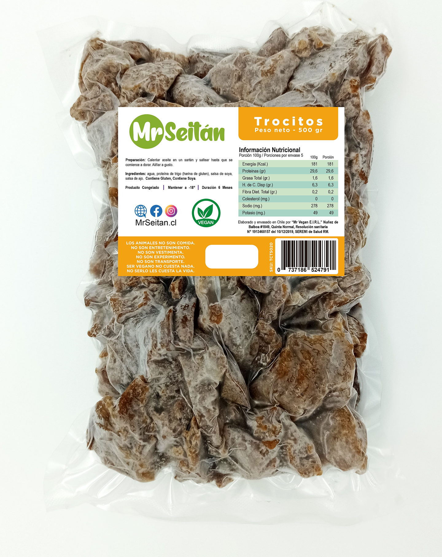 Seitán en trocitos 500gr - MR.SEITÁN 1