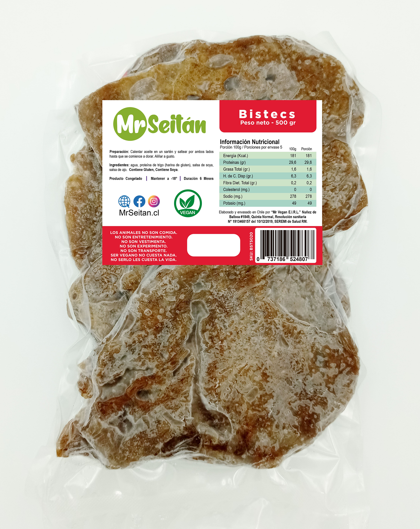 Seitán en Bistecs 500gr - MR.SEITÁN 1