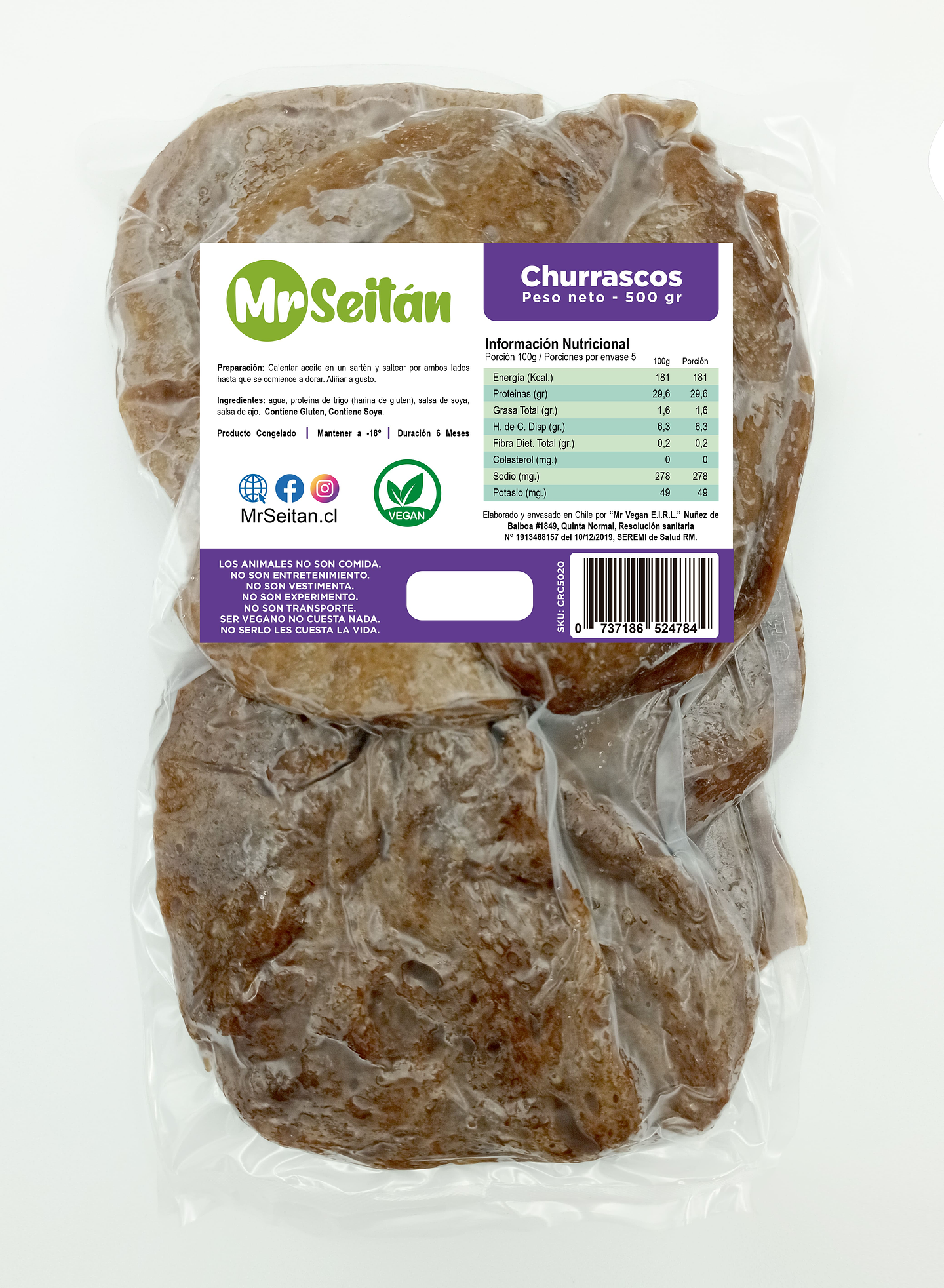 Seitán en Churrascos 500gr - MR.SEITÁN 1