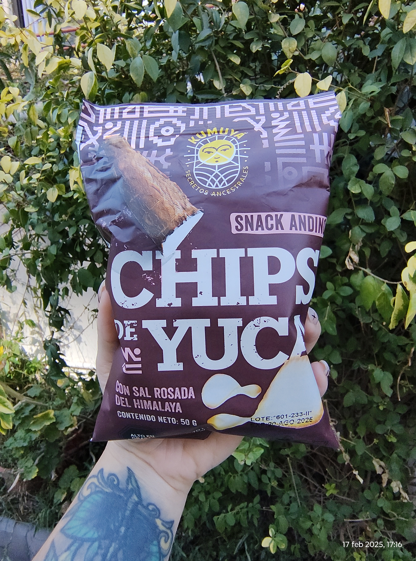 Chips de yuca con sal rosada 50g Kumuya 2
