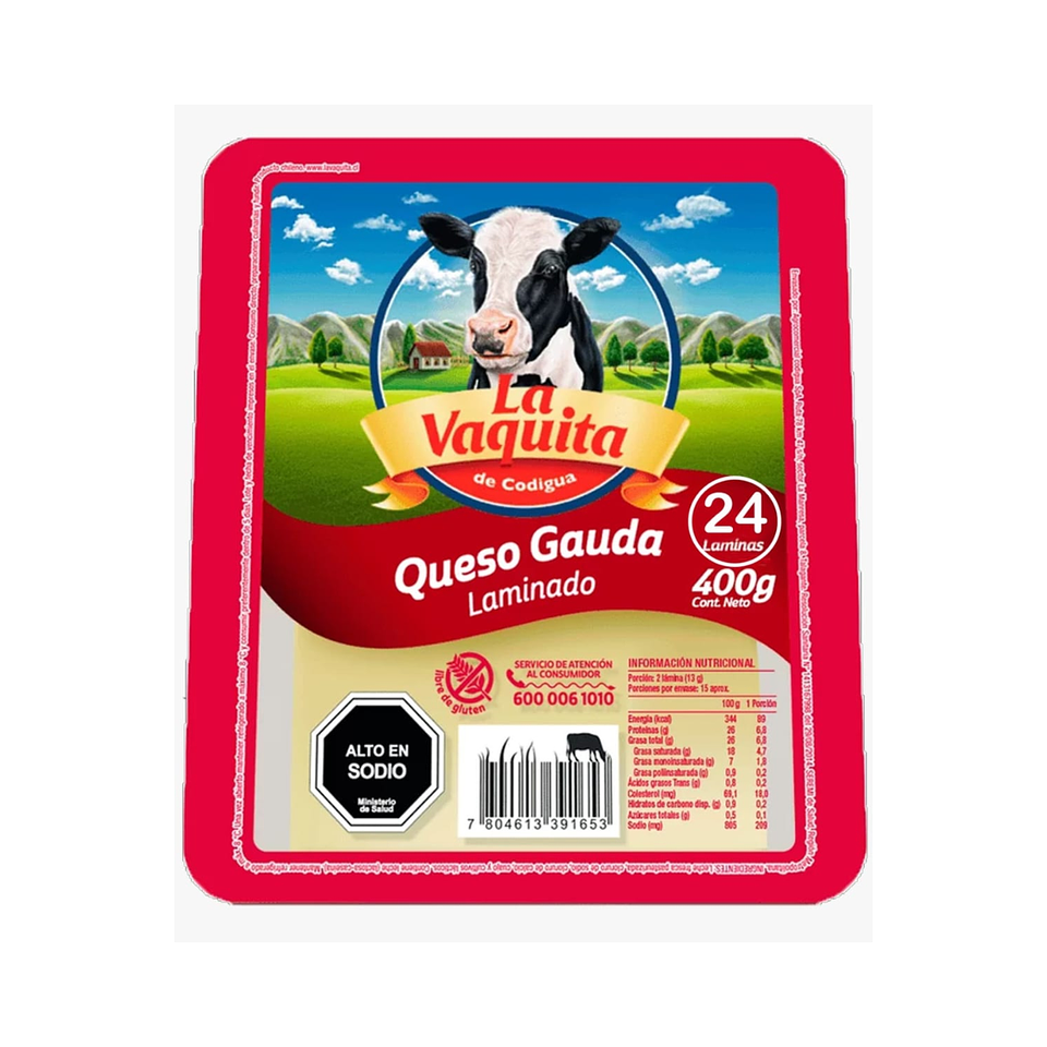 QUESO LAMINADO GAUDA 400G - LA VAQUITA 1