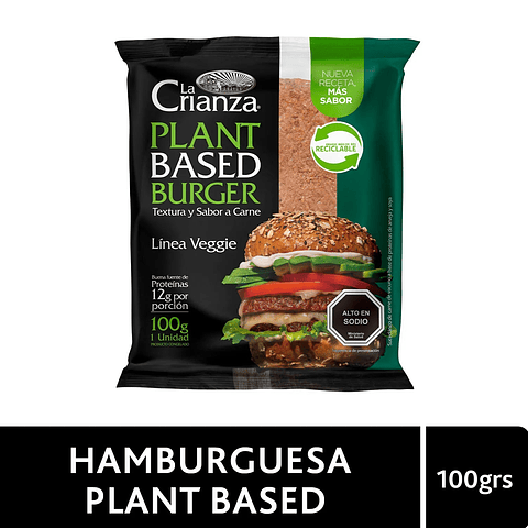Hamburguesa Vegetal Textura y Sabor a Carne La Crianza Plant Based 100 g