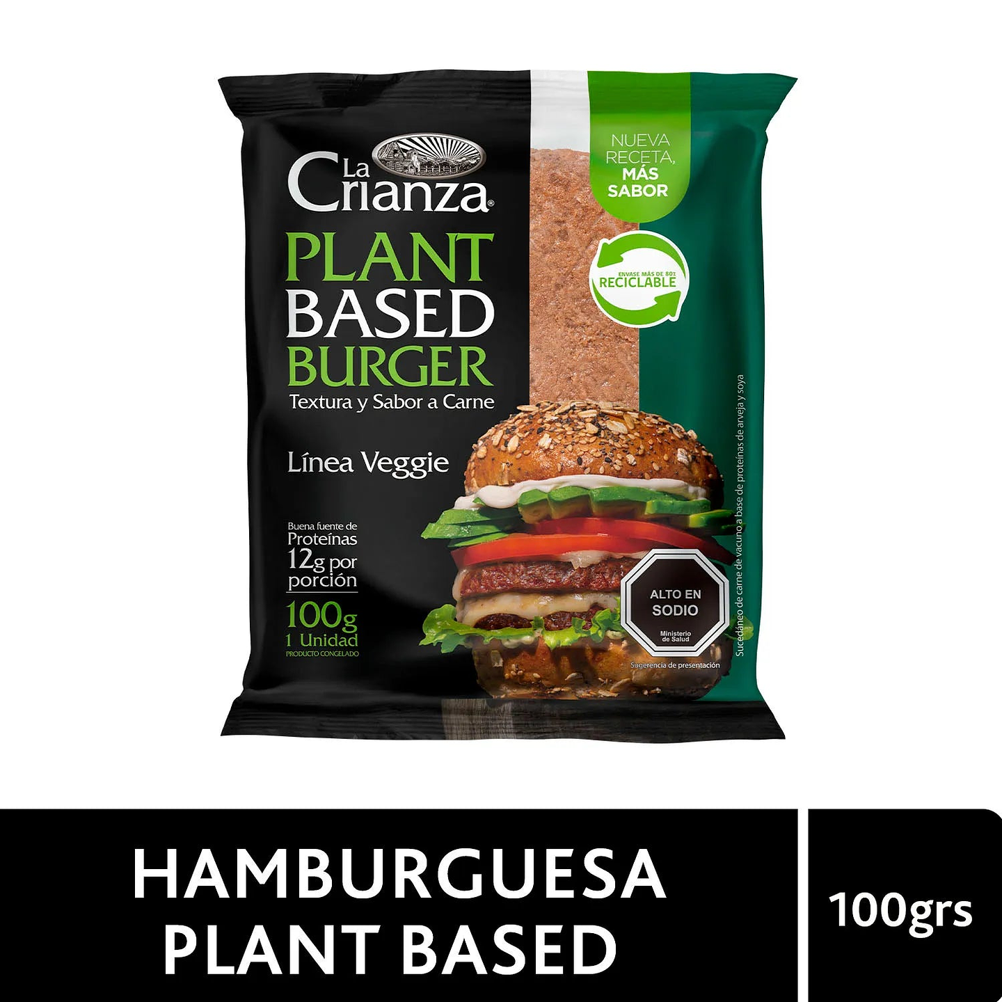 Hamburguesa Vegetal Textura y Sabor a Carne La Crianza Plant Based 100 g 1