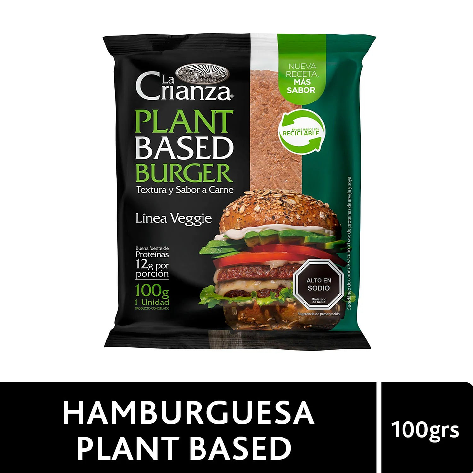 Hamburguesa Vegetal Textura y Sabor a Carne La Crianza Plant Based 100 g 1