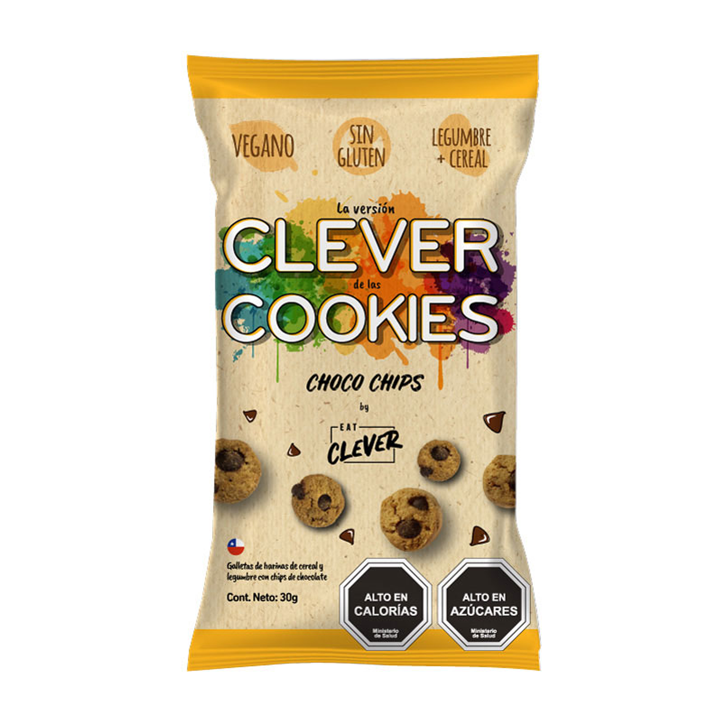 Galletas Chocolate Chips 56% Cacao Vegano 30 grs Marca Eat Clever 1