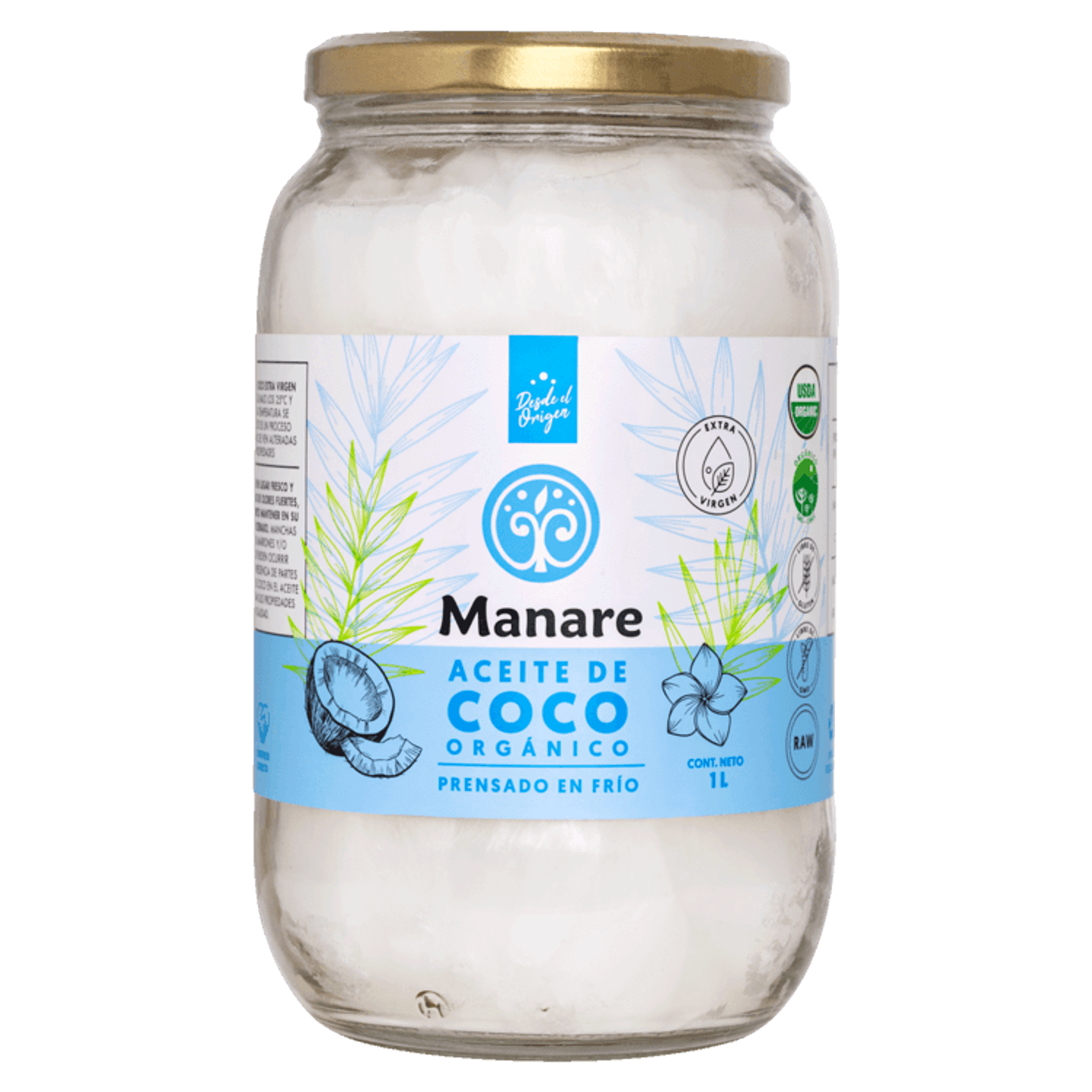 Aceite de Coco Orgánico 1 lt - MANARE 1