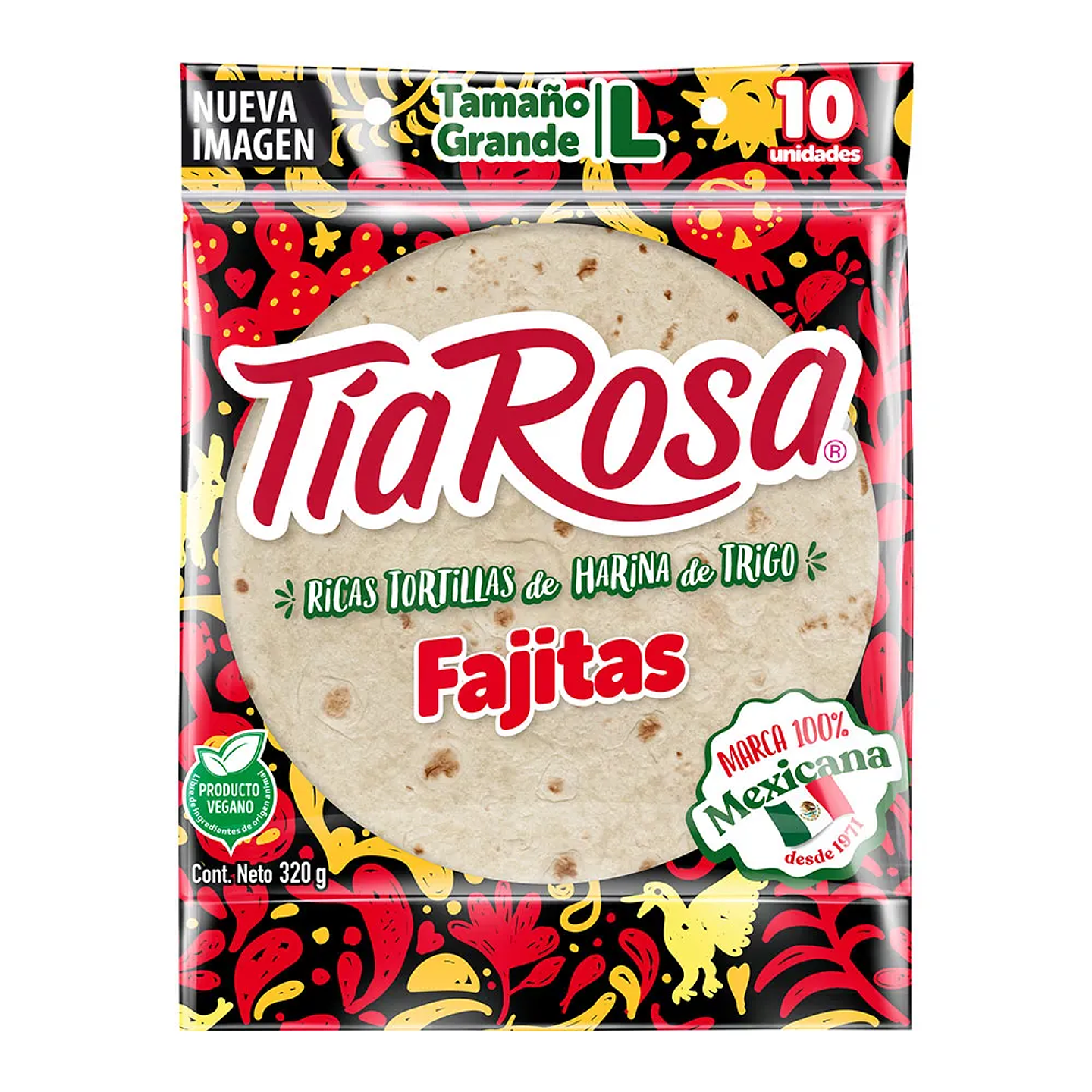 TORTILLAS GRANDE TAMAÑO L 10 UNIDADES FAJITAS TIA ROSA 320G 1