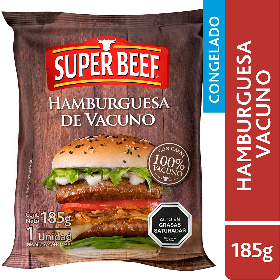 Hamburguesa Vacuno Super Beef 185 g 1
