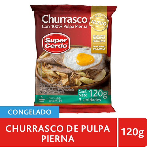 CHURRASCO 100% PULPA PIERNA (120G - 3 LAMINAS) - SUPER CERDO