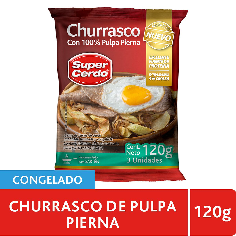 CHURRASCO 100% PULPA PIERNA (120G - 3 LAMINAS) - SUPER CERDO 1